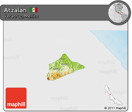 Physical 3D Map of Atzalan, single color outside
