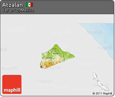Physical 3D Map of Atzalan, single color outside