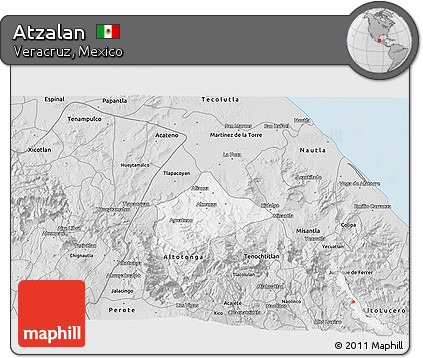 Silver Style 3D Map of Atzalan