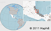 Gray Location Map of Atzalan, highlighted country, highlighted parent region, hill shading