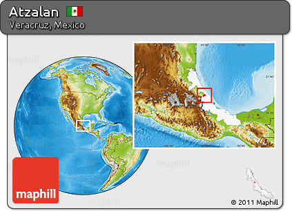 Physical Location Map of Atzalan, highlighted parent region