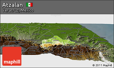 Physical Panoramic Map of Atzalan, darken