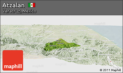 Satellite Panoramic Map of Atzalan, lighten