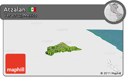 Satellite Panoramic Map of Atzalan, single color outside