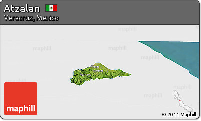 Satellite Panoramic Map of Atzalan, single color outside