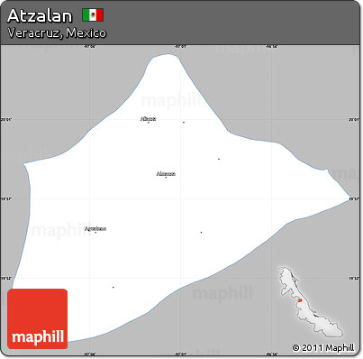 Gray Simple Map of Atzalan, single color outside