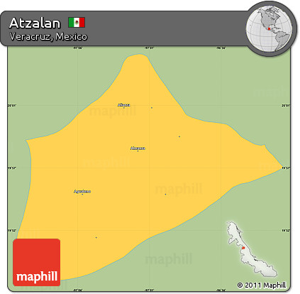 Savanna Style Simple Map of Atzalan, single color outside