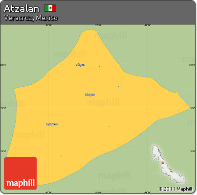 Savanna Style Simple Map of Atzalan, single color outside