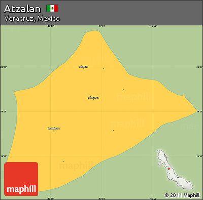 Savanna Style Simple Map of Atzalan, single color outside