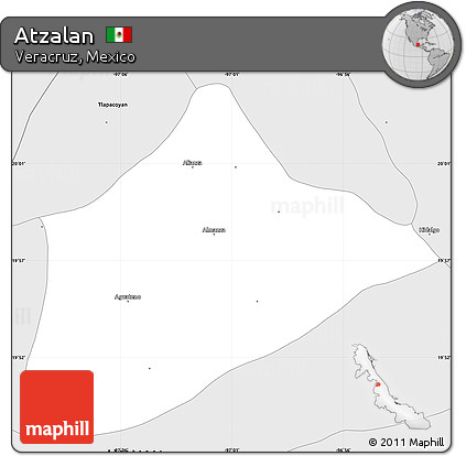 Silver Style Simple Map of Atzalan