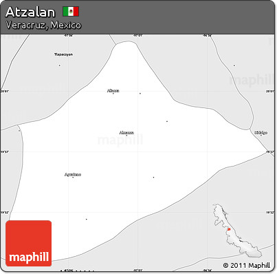 Silver Style Simple Map of Atzalan