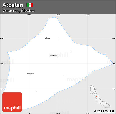 Silver Style Simple Map of Atzalan, single color outside