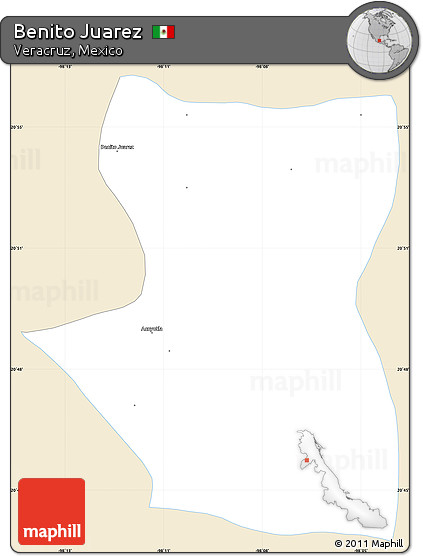 Classic Style Simple Map of Benito Juarez, single color outside