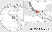Blank Location Map of Coatzacoalcos, highlighted country, highlighted parent region