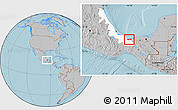 Gray Location Map of Coatzacoalcos, highlighted parent region, hill shading