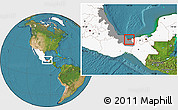 Satellite Location Map of Coatzacoalcos, highlighted country, highlighted parent region