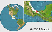 Satellite Location Map of Coatzacoalcos, highlighted parent region