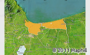 Political Map of Coatzacoalcos, satellite outside