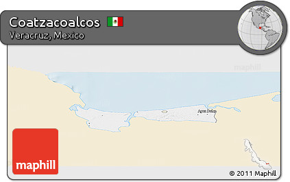 Classic Style Panoramic Map of Coatzacoalcos, single color outside