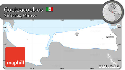 Gray Simple Map of Coatzacoalcos, single color outside