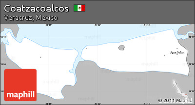 Gray Simple Map of Coatzacoalcos, single color outside