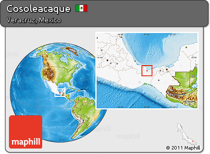 Physical Location Map of Cosoleacaque, highlighted country
