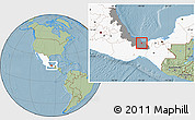 Savanna Style Location Map of Cosoleacaque, highlighted country, highlighted parent region, hill shading