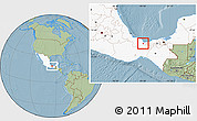 Savanna Style Location Map of Cosoleacaque, highlighted country, hill shading