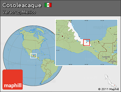 Savanna Style Location Map of Cosoleacaque, highlighted parent region