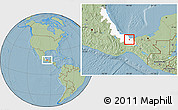 Savanna Style Location Map of Cosoleacaque, highlighted parent region, hill shading