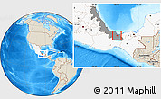 Shaded Relief Location Map of Cosoleacaque, highlighted country, highlighted parent region