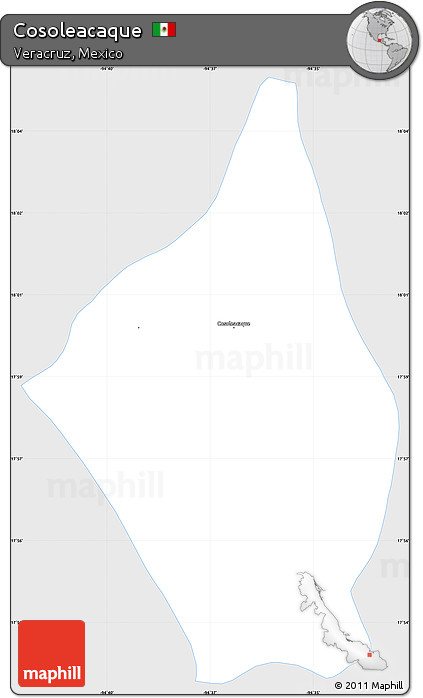 Silver Style Simple Map of Cosoleacaque, single color outside