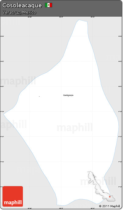 Silver Style Simple Map of Cosoleacaque, single color outside