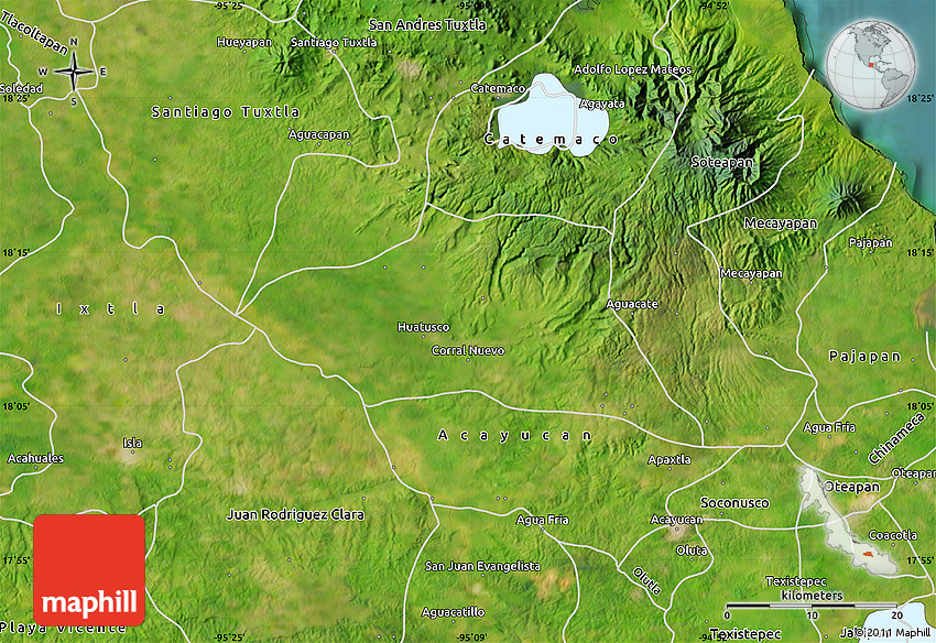Satellite Map of Hueyapan De Ocampo