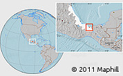 Gray Location Map of Ixhuatlan del Sureste, highlighted parent region, hill shading
