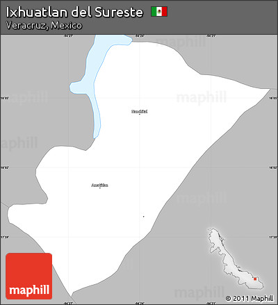 Gray Simple Map of Ixhuatlan Del Sureste