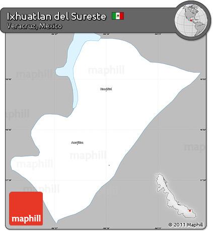 Gray Simple Map of Ixhuatlan Del Sureste, single color outside