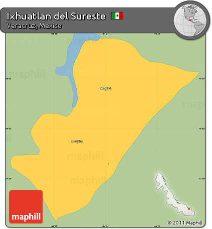 Savanna Style Simple Map of Ixhuatlan Del Sureste, single color outside