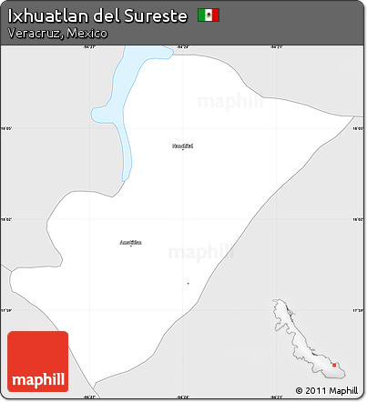 Silver Style Simple Map of Ixhuatlan Del Sureste