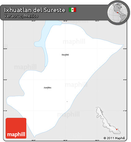 Silver Style Simple Map of Ixhuatlan Del Sureste, single color outside