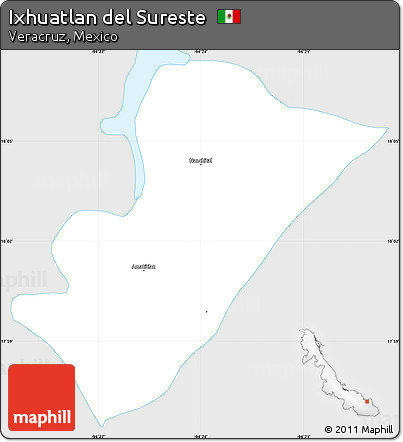 Silver Style Simple Map of Ixhuatlan Del Sureste, single color outside