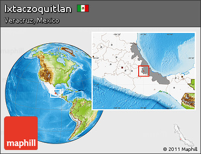 Physical Location Map of Ixtaczoquitlan, highlighted country, highlighted parent region
