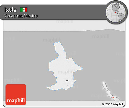 Gray 3D Map of Ixtla, single color outside