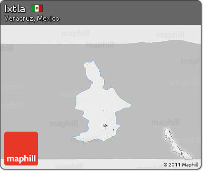 Gray 3D Map of Ixtla, single color outside