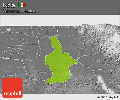 Physical 3D Map of Ixtla, desaturated