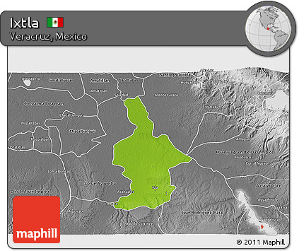 Physical 3D Map of Ixtla, desaturated