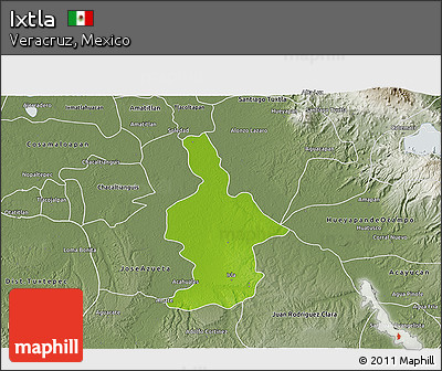 Physical 3D Map of Ixtla, semi-desaturated