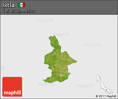 Satellite 3D Map of Ixtla, single color outside