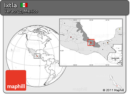 Blank Location Map of Ixtla, highlighted country, highlighted parent region