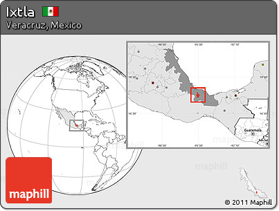 Blank Location Map of Ixtla, highlighted country, highlighted parent region